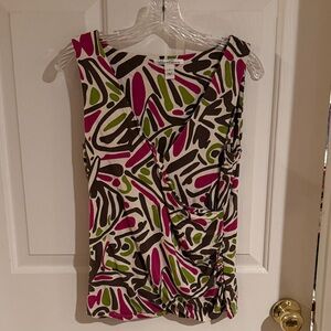 Kenneth Cole has Sleeveless V-Neck Women’s Top in Fuchsia, Olive & Brown Small